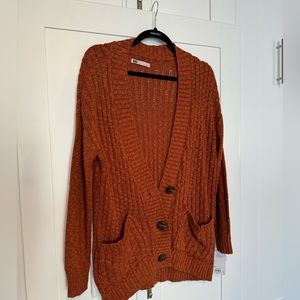 Rust Orange Cardigan Sweater